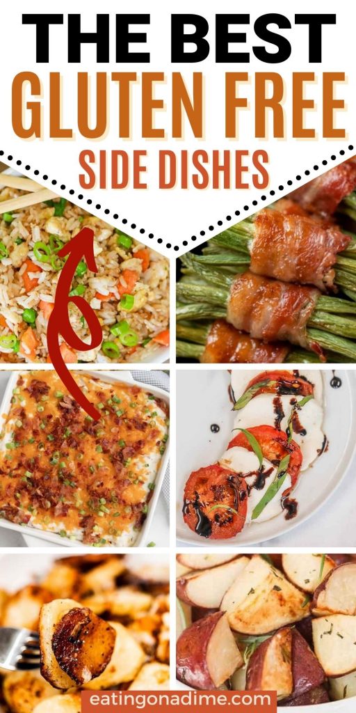 The best gluten free sides to enjoy with lunch or dinner. Easy gluten free side dish recipes the entire family will love. These gluten free side dish recipes are easy to make and are great for a summer BBQ, for Christmas or for Thanksgiving. #eatingonadime #glutenfreerecipes #sidedishrecipes #sidedishes #glutenfree 
