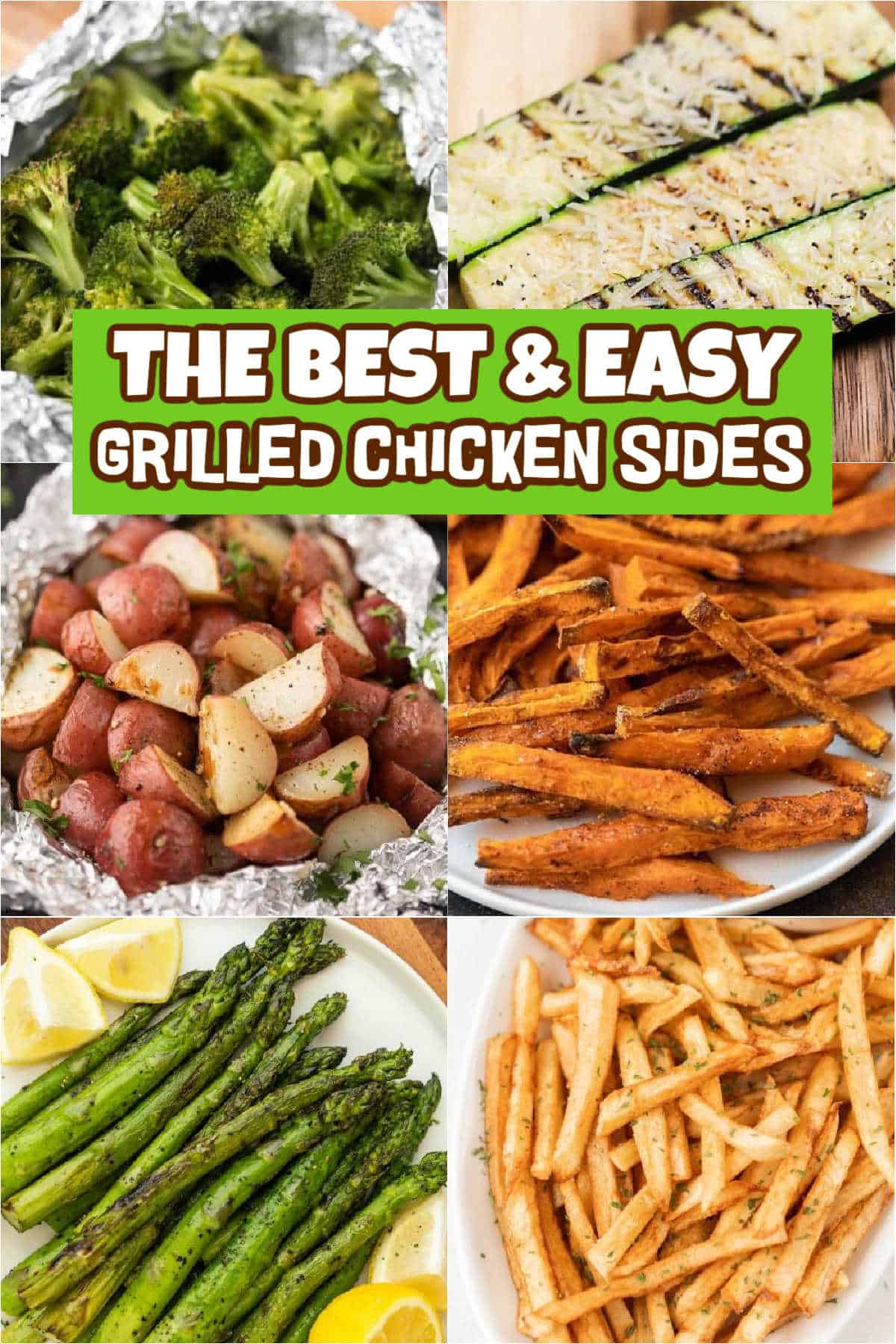 32 grilled chicken sides that will make dinner time easy. These side dishes for grilled chicken are packed with flavor and effortless to prepare. Just about anything goes with grilled chicken but I try to keep it simple. Some of our favorites include a baked sweet potato, potato wedges, mashed potatoes, corn on the cob or French fries. #eatingonadime #grilledchickensides #sidedishrecipes