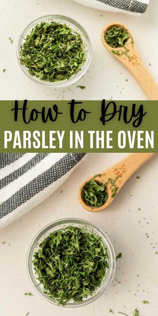 Learn How to Dry Parsley in the Oven with these easy instructions. These steps will teach how to never let fresh parsley go to waste. You’ll be surprised by how easy it is to dry parsley leaves at home. #eatingonadime #parsley #howto 
