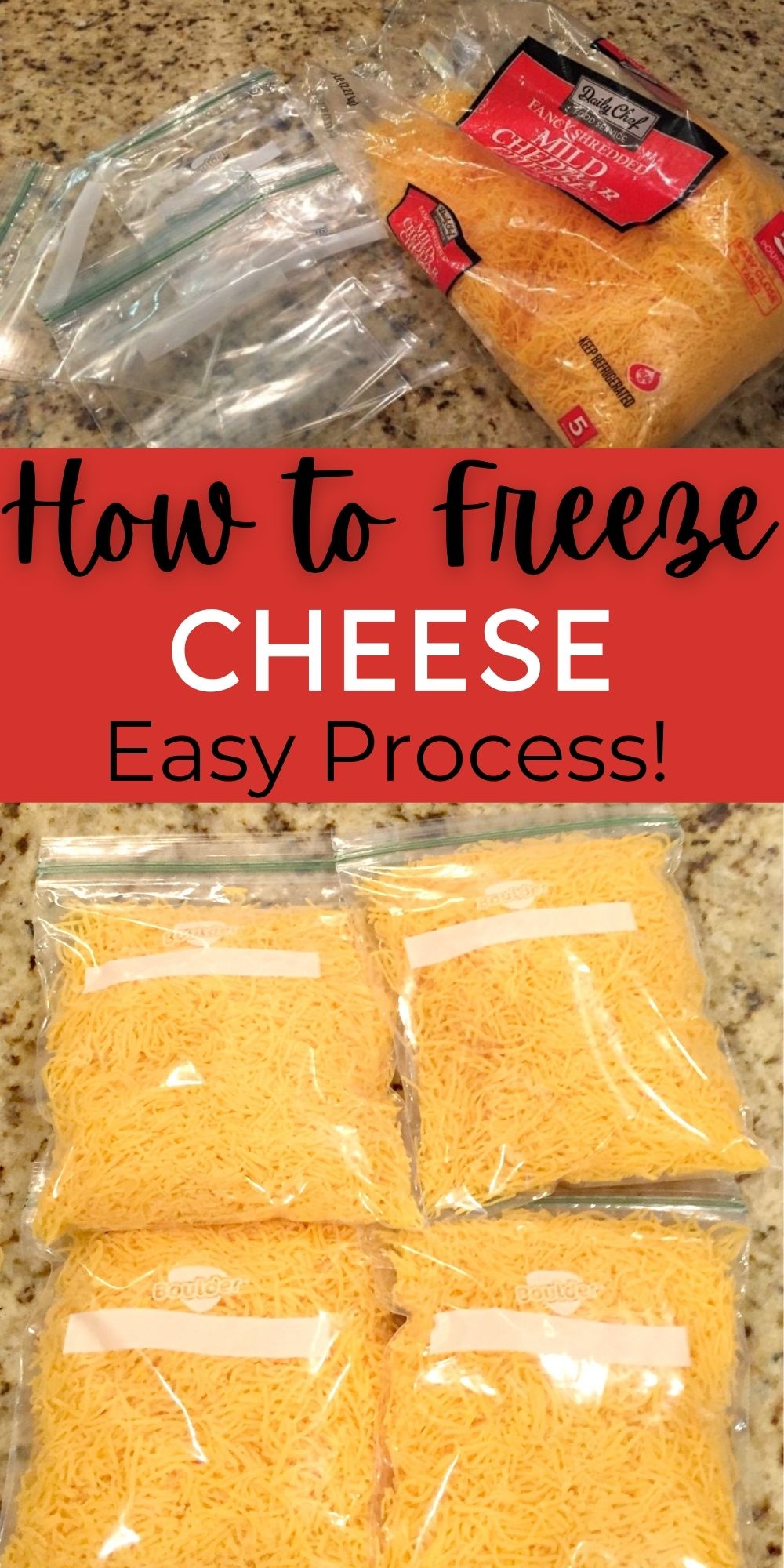 Can you freeze cheese? Yes! Learn how to freeze cheese with these simple steps. Plus freezing cheese can help you save money. #eatingonadime #freezingtips #howtofreeze #cheese 
