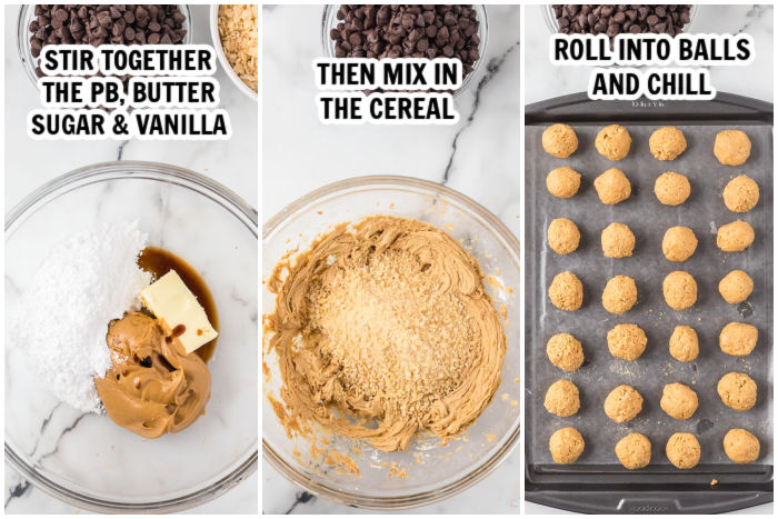 The process of making the peanut butter balls