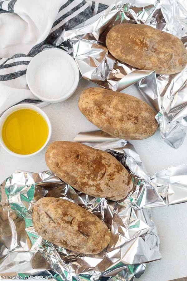 Ingredients for baked potatoes. 