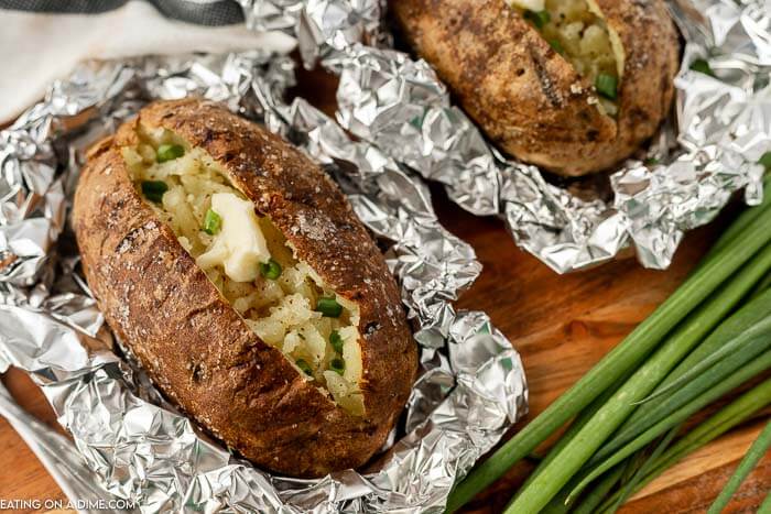Baked potatoes in foil. 