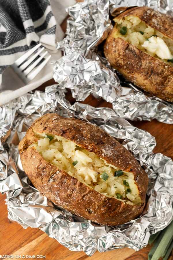 Baked potatoes in foil. 