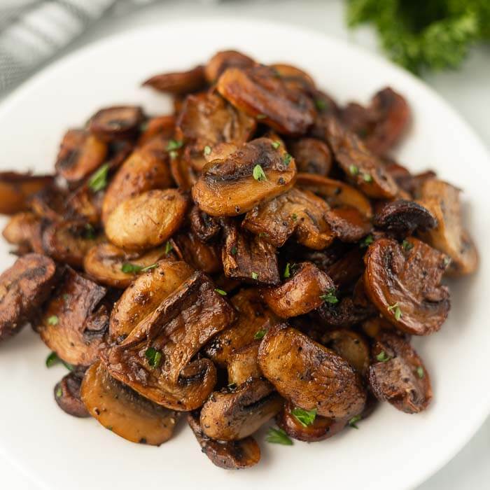 Sauteed mushrooms on a plate. 