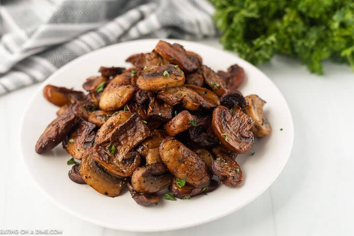 Sauteed mushrooms on a plate. 