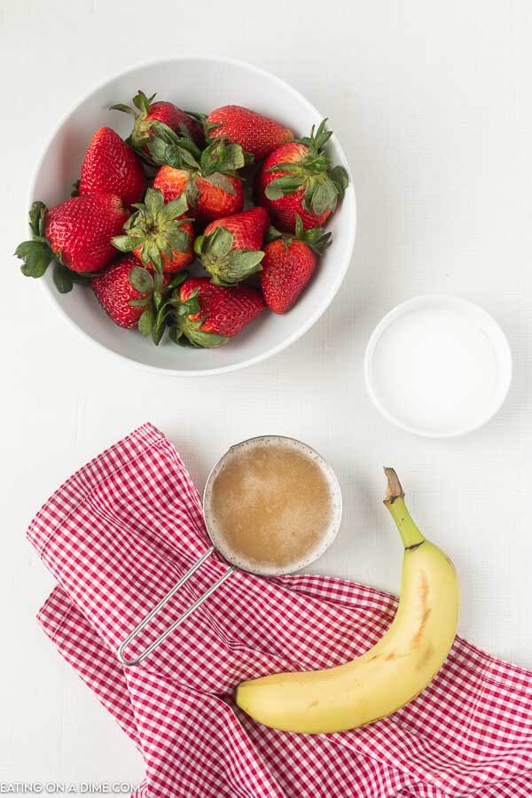 Ingredients needed - fresh strawberries, banana, papaya juice nectar, sugar, ice