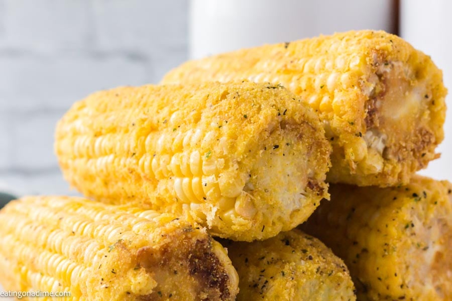 Close up image of fried corn on the cob  