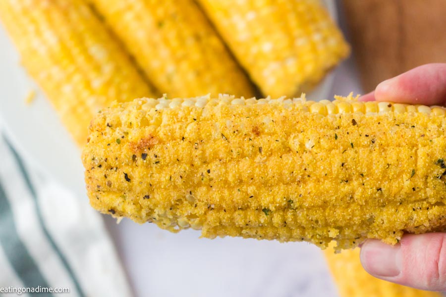 Close up image of fried corn on the cob 