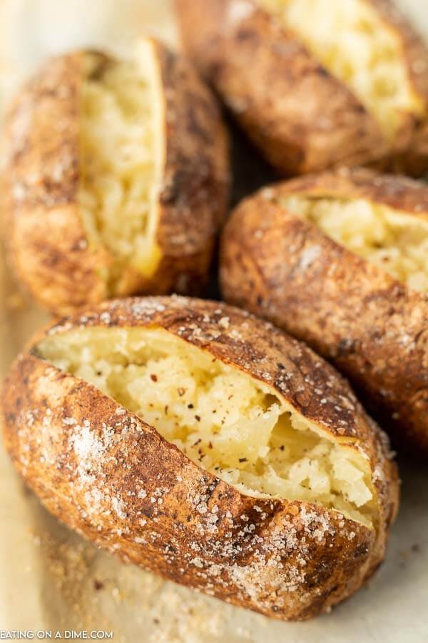 Close up image of bake potatoes