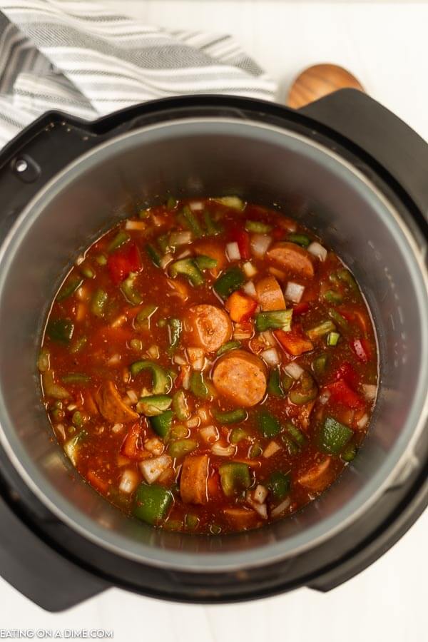 Uncooked jambalaya in the instant pot