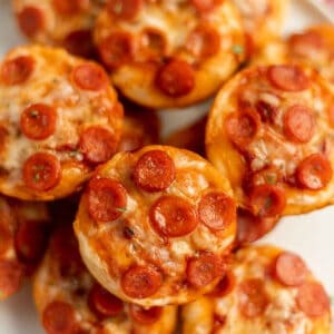 Close up image of pepperoni pizza cupcakes