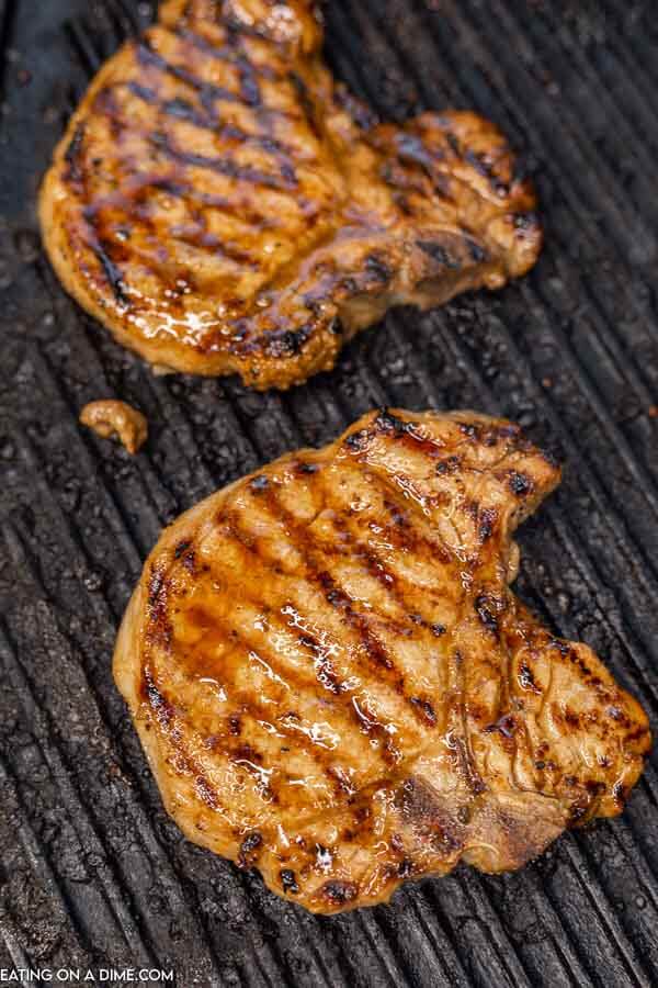 Pork chops on the grill. 