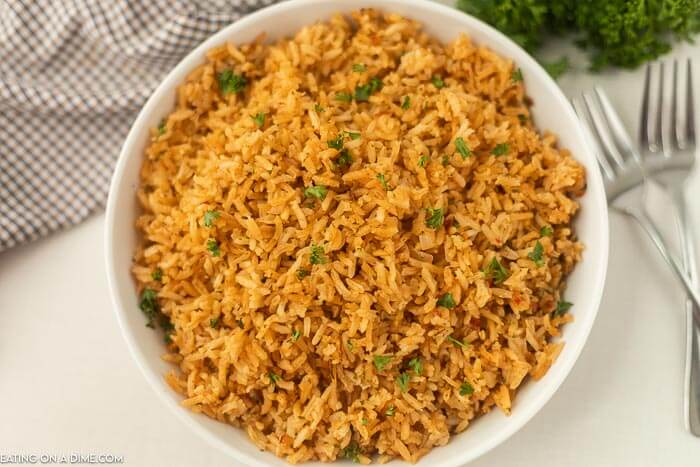 Texas Roadhouse Seasoned Rice in a bowl.