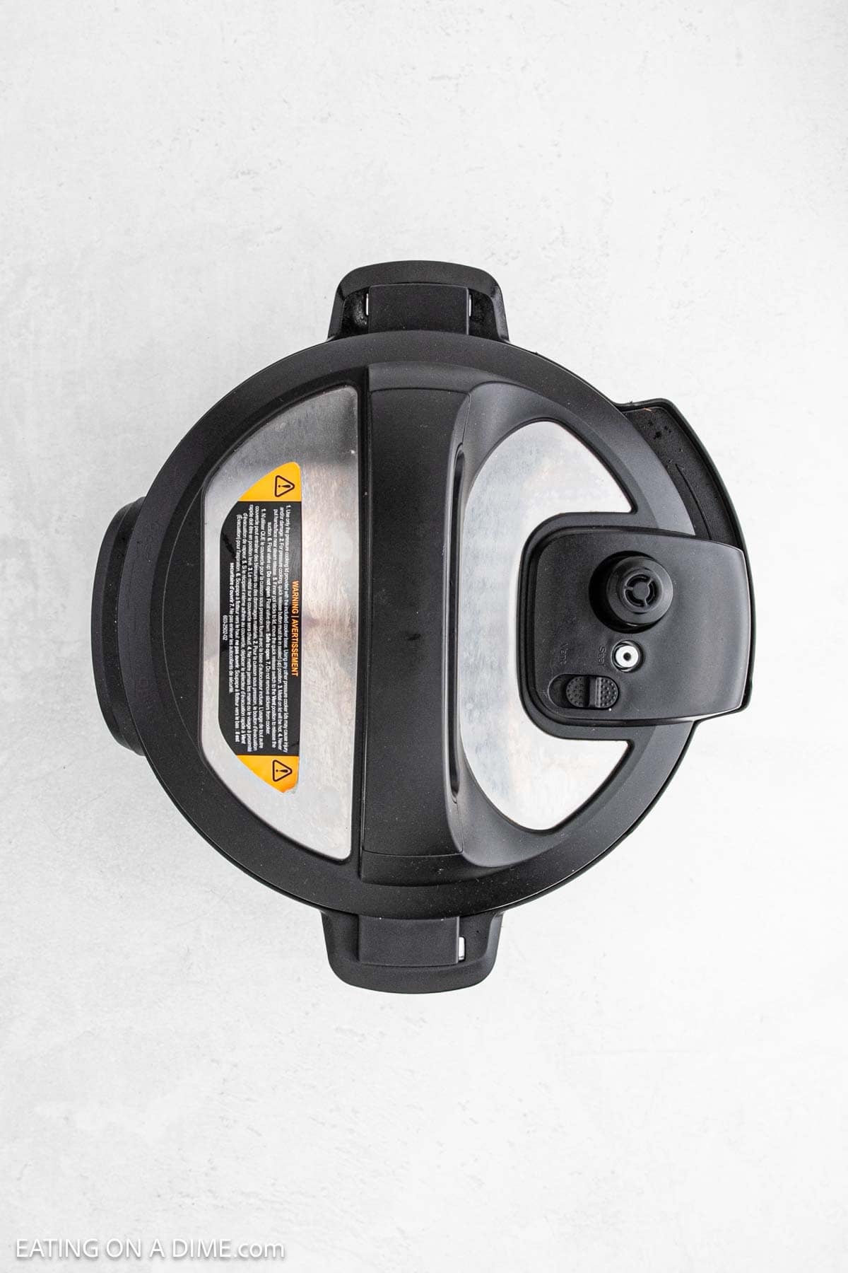 Instant pot with a lid on top.
