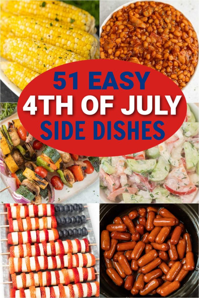 Check out these tasty 4th of July Side Dishes. From classic sides to new favorites, we have 51 of the best side dishes. You will love these easy side dishes recipes that are simple and great for a crowd. These side dishes are the best.  #eatingonadime #4thofjulyrecipes #sidedishes #holidaysides 
