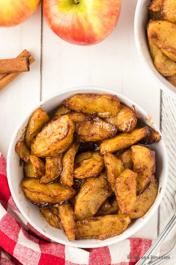 Air fryer apples in a bowl