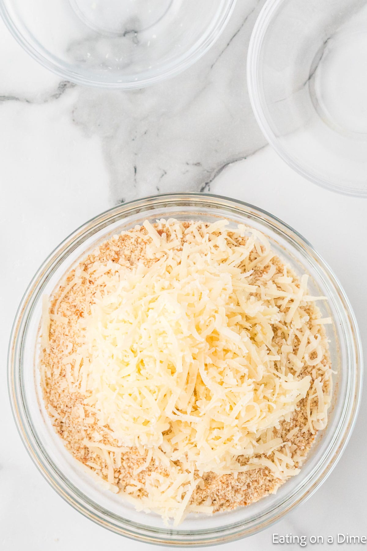 Bread crumbs with parmesan cheese in a bowl