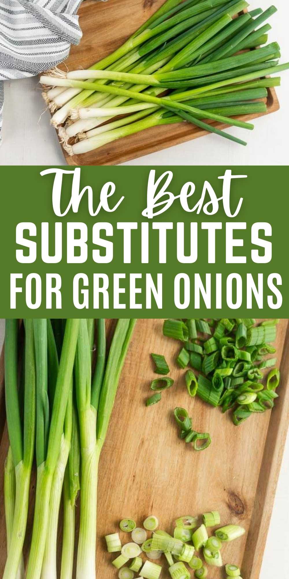 Learn The Best Substitution for Green Onion for this unique ingredient. Green Onion is hard to replace but these options should help. Check out the best green onion substitutes. #eatingonadime #greenonions #substitutes #ingredientsubstitutes 