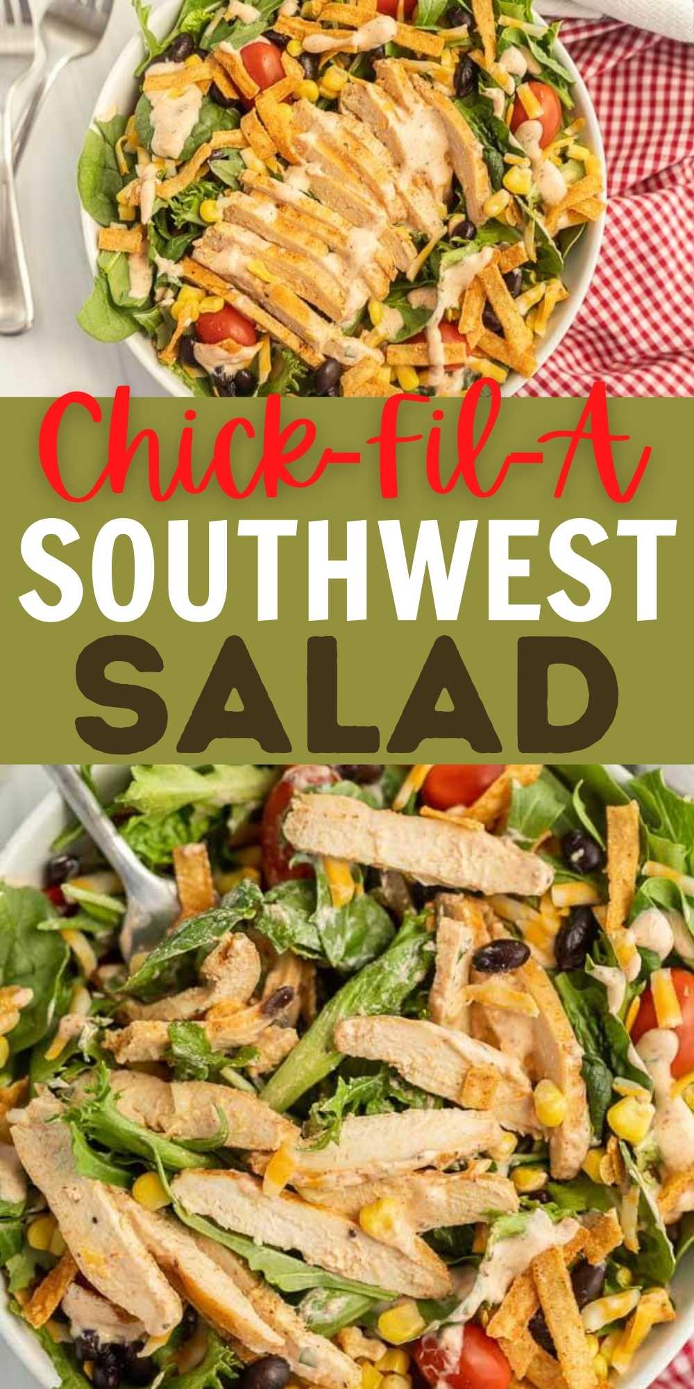 This Copycat Chick-fil-a Spicy Southwest Salad is  healthy and tastes amazing too. It tastes just like the spicy southwest chicken salad from Chick-fil-A. It's nutritious, delicious, and super easy to make too! #eatingonadime #saladrecipes #copycatrecipes #chickenrecipes 
