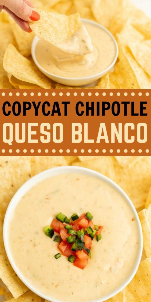 Copycat Chipotle Queso Blanco Recipe is creamy, smooth, flavorful and now you can make it at home. This Queso Blanco Recipe is a family favorite. Everyone loves this easy dip recipe. #eatingonadime #quesorecipes #diprecipes #copycatrecipes #chipotlerecipes 
