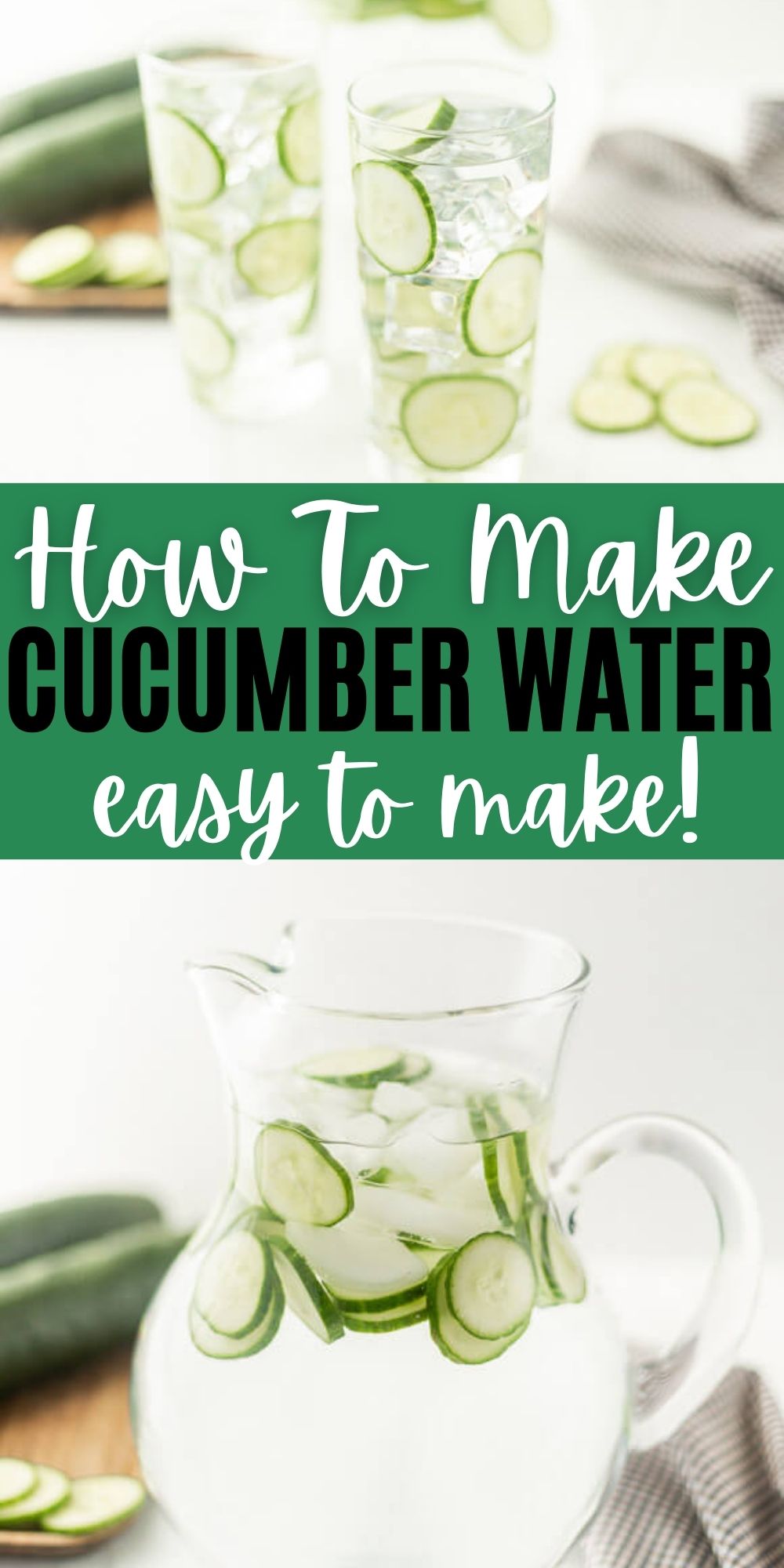 Learn how to make this Cucumber Water recipe with just 2 easy ingredients. This refreshing drink is easy to make and perfect for the Spring and Summertime.  #eatingonadime #drinkrecipes #waterrecipes #cucumberrecipes 
