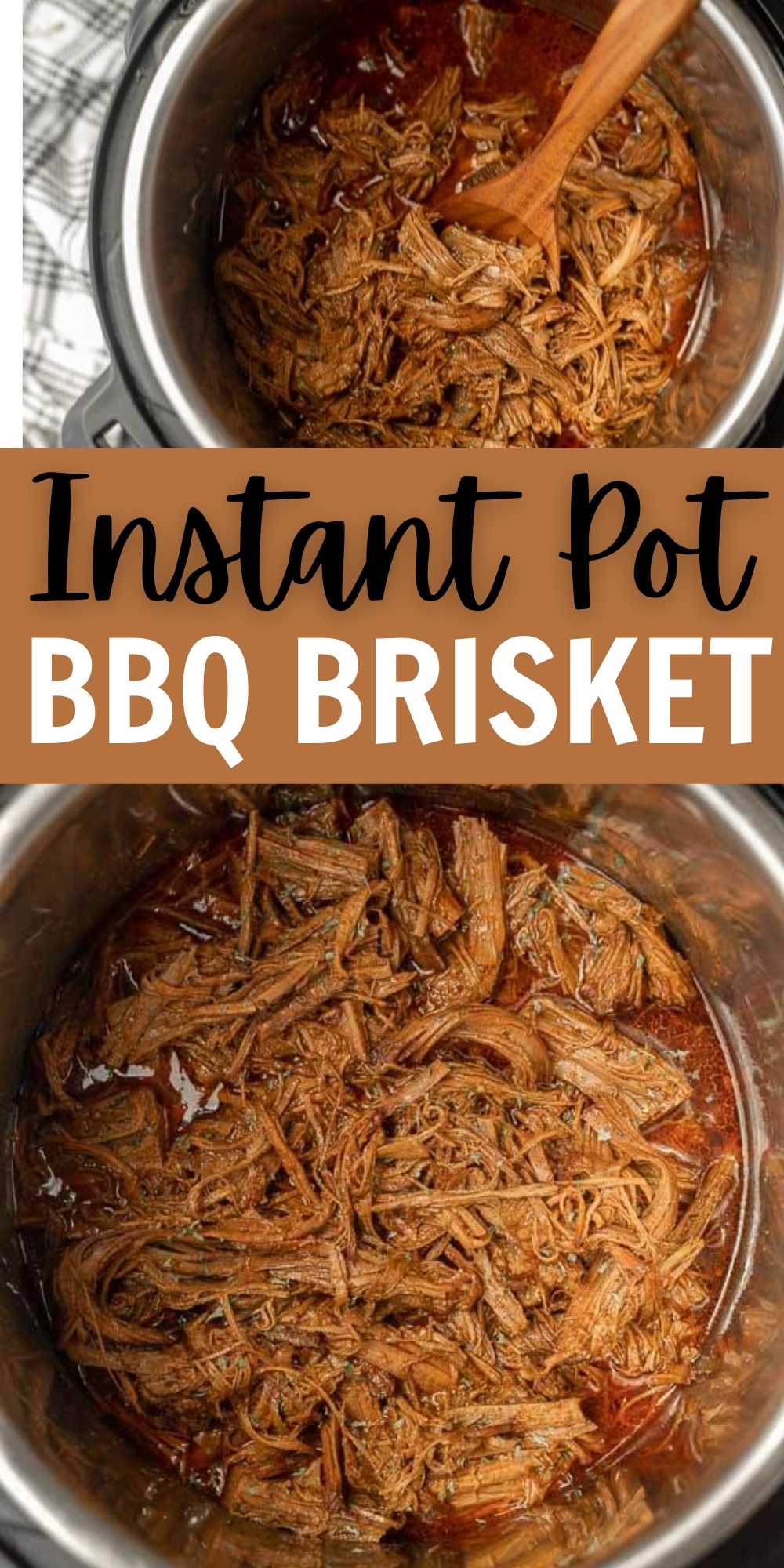 Instant Pot Brisket Recipe will change how you cook brisket. The pressure cooker makes it quick and easy while the meat is so tender with tons of flavor. This Instant Pot BBQ Beef Brisket recipe is easy to make and perfect to feed a crowd. #eatingonadime #instantpotrecipes #beefrecipes #pressurecookerrecipes #brisketrecipes 
