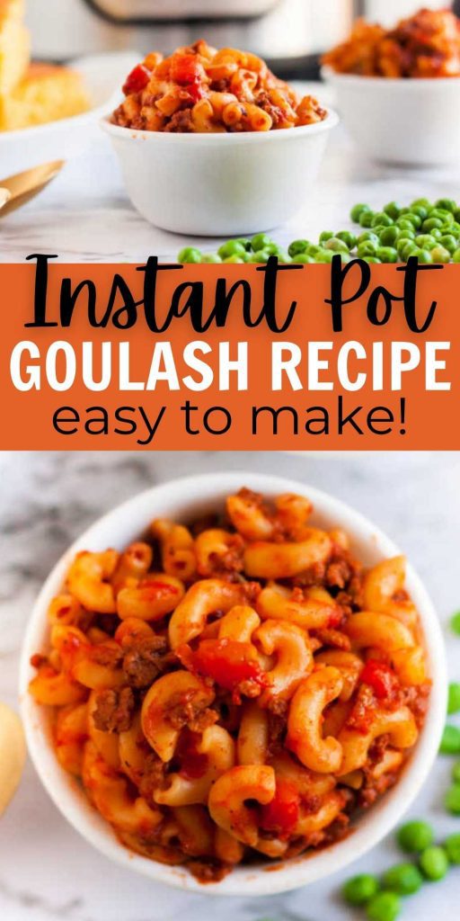 Instant Pot Goulash Recipe is packed with flavor and frugal too, American Goulash Pressure Cooker Recipe will be a hit and it’s easy to make in an electric pressure cooker.  #eatingonadime #instantpotrecipes #pastarecipes #goulash 