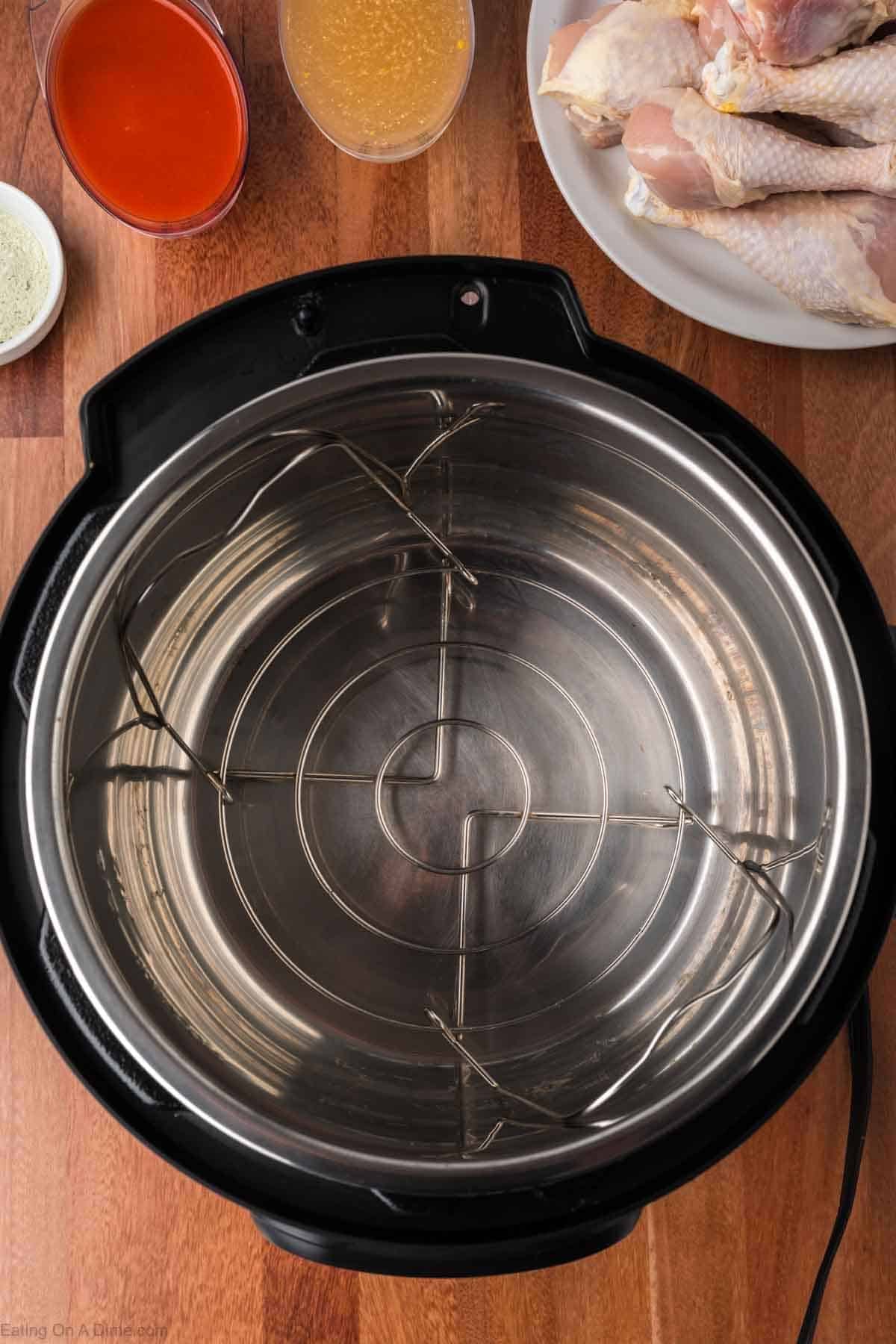 Instant pot with a trivet inside of the instant pot