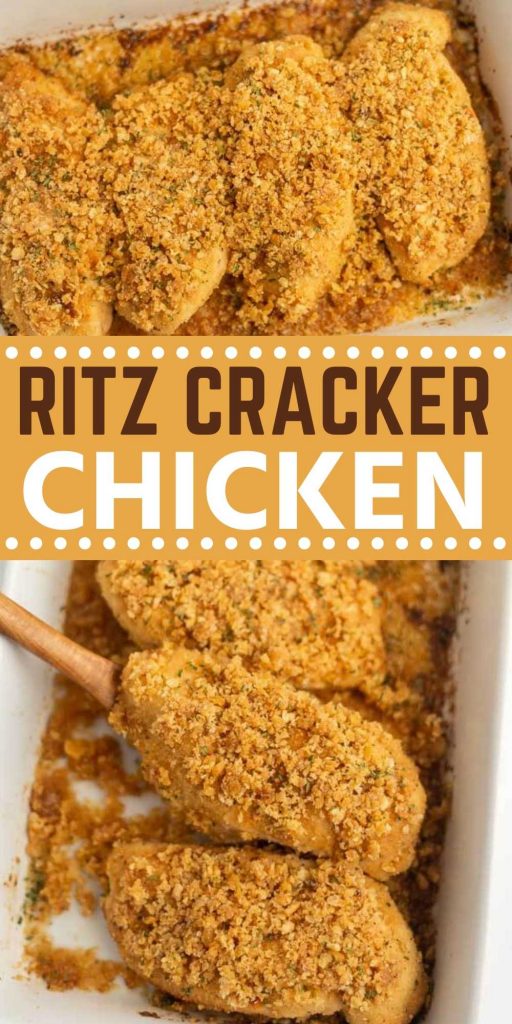 Easy Ritz Cracker chicken recipe for dinner tonight. Use buttery ritz crackers then you can make this delicious baked ritz chicken. This Ritz Chicken Casserole is easy to make with just a few ingredients and is delicious too.  #eatingonadime #chickenrecipes #easydinners #bakedchicken 
