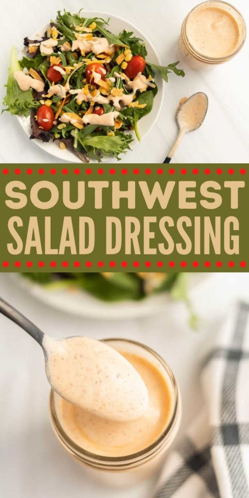 This Southwest Salad Dressing Recipe is creamy and so delicious. This easy ingredient dressing is perfect tossed with your favorite salad. You will love this healthy, copycat Chick-fil-a salad dressing recipe.  #eatingonadime #saladdressingrecipe #saladdressing #southwestrecipes #copycatrecipes 