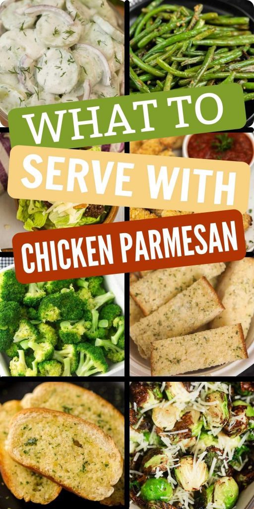 Learn what to serve with Chicken Parmesan for an easy and delicious dinner. 17 chicken parmesan sides that take minutes to prepare. You love these easy to make and amazing side dish recipes. #eatingonadime #sidedishes #thebestsides #chickenparmesan 
