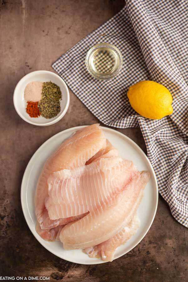 Ingredients for Air fryer tilapia.