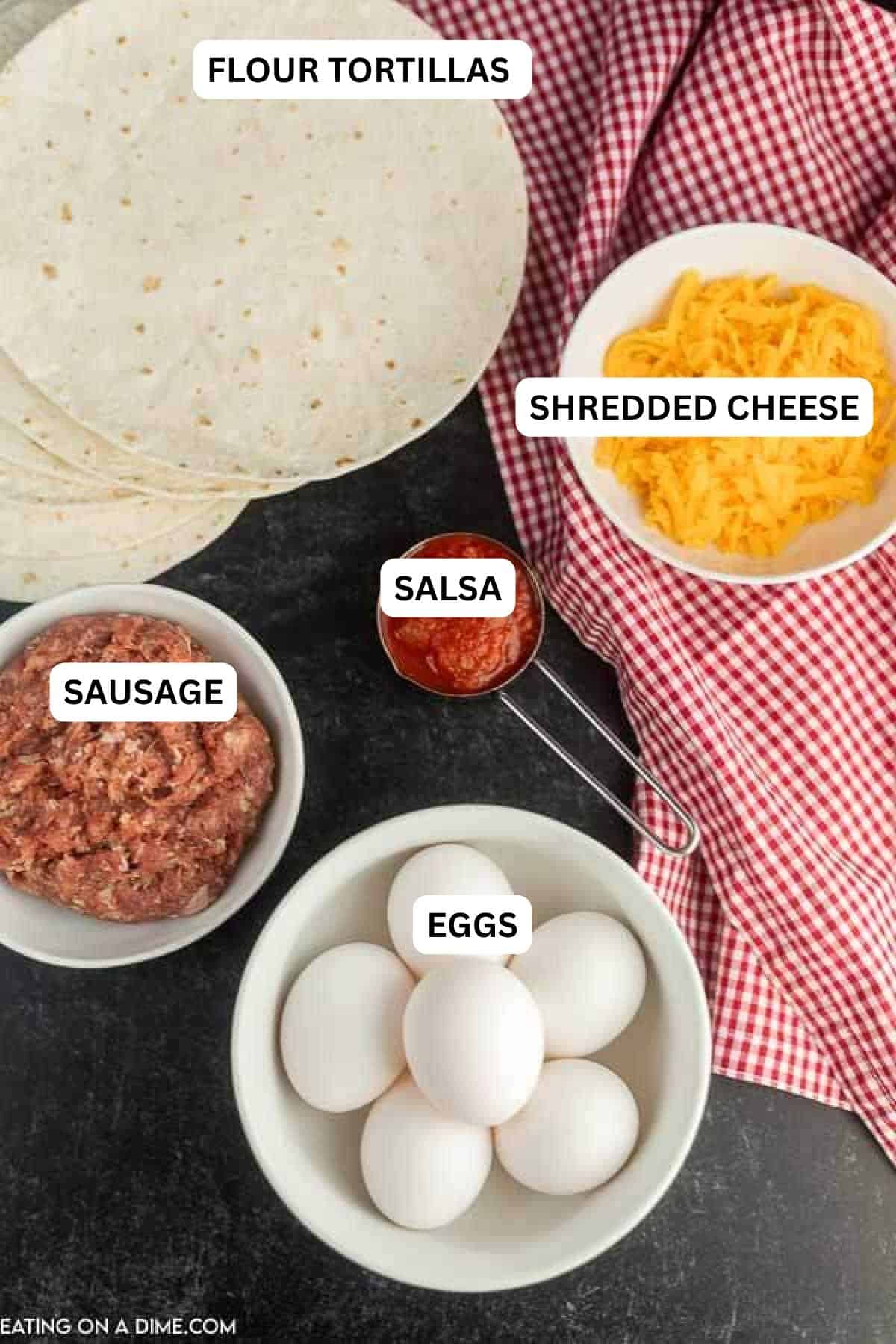 Try Freezer Breakfast Burritos Recipe for an easy meal on busy mornings that everyone will enjoy. Loaded with eggs, cheese and more for a great breakfast. Ingredients for recipe: flour tortillas, shredded cheese, salsa, sausage and eggs.
