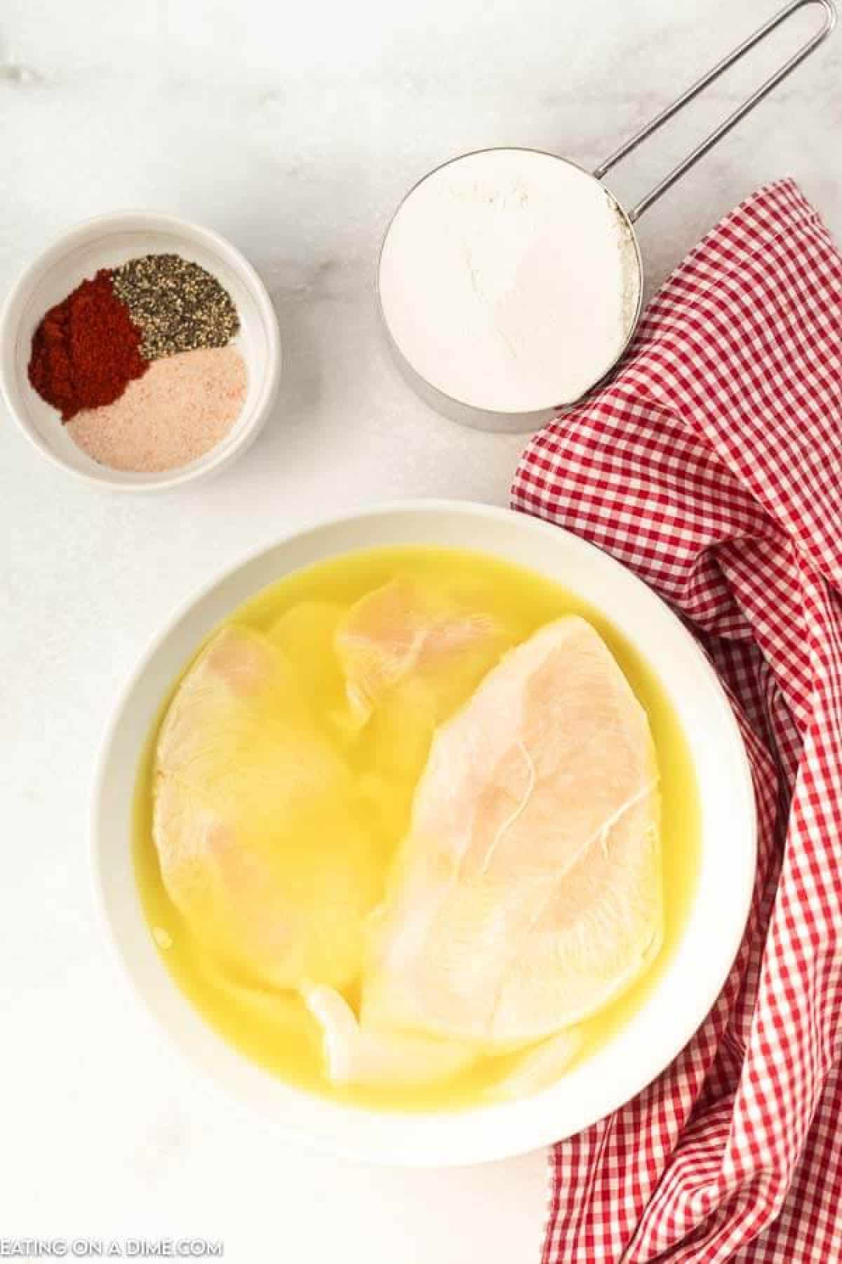 Chicken in pickle juice. 