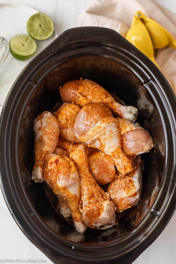 Cilantro Lime drumsticks in crock pot ready to cook.