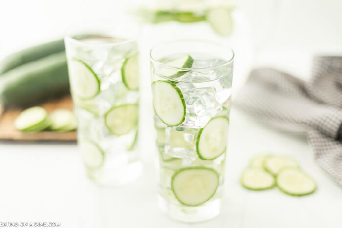 cucumber water in glasses. 