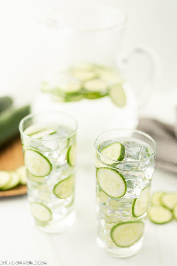 cucumber water in glasses. 