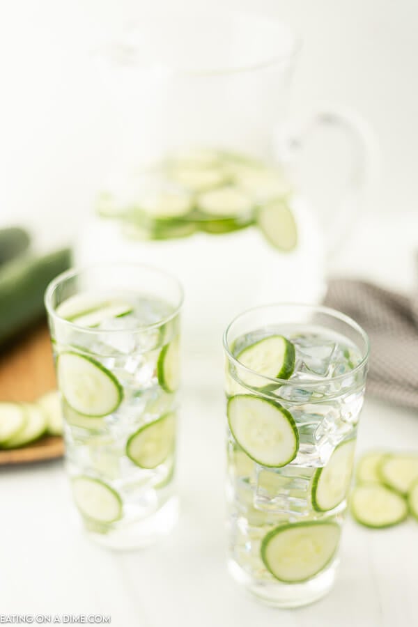 cucumber water in glasses. 