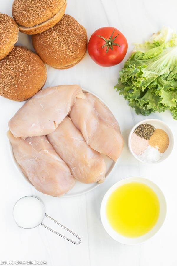 Ingredients for Chick-fil-a Grilled Chicken Sandwich recipe.
