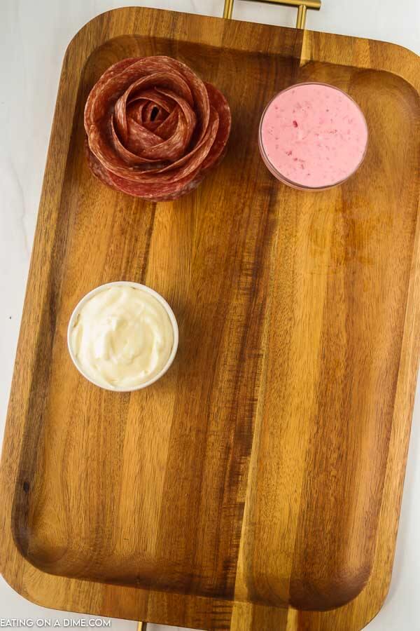 Process of making Red white and blue charcuterie board.