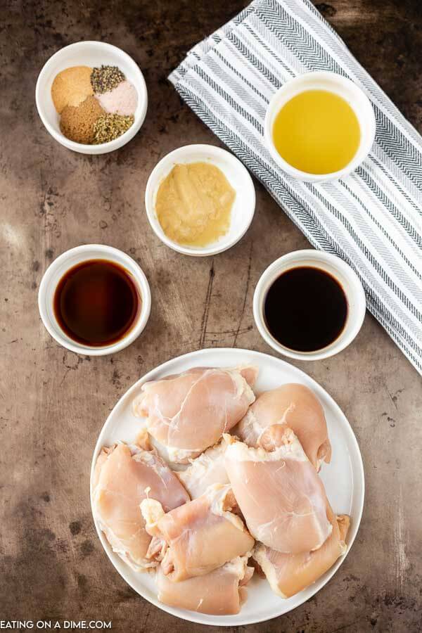 Ingredients for grilled chicken thighs. 