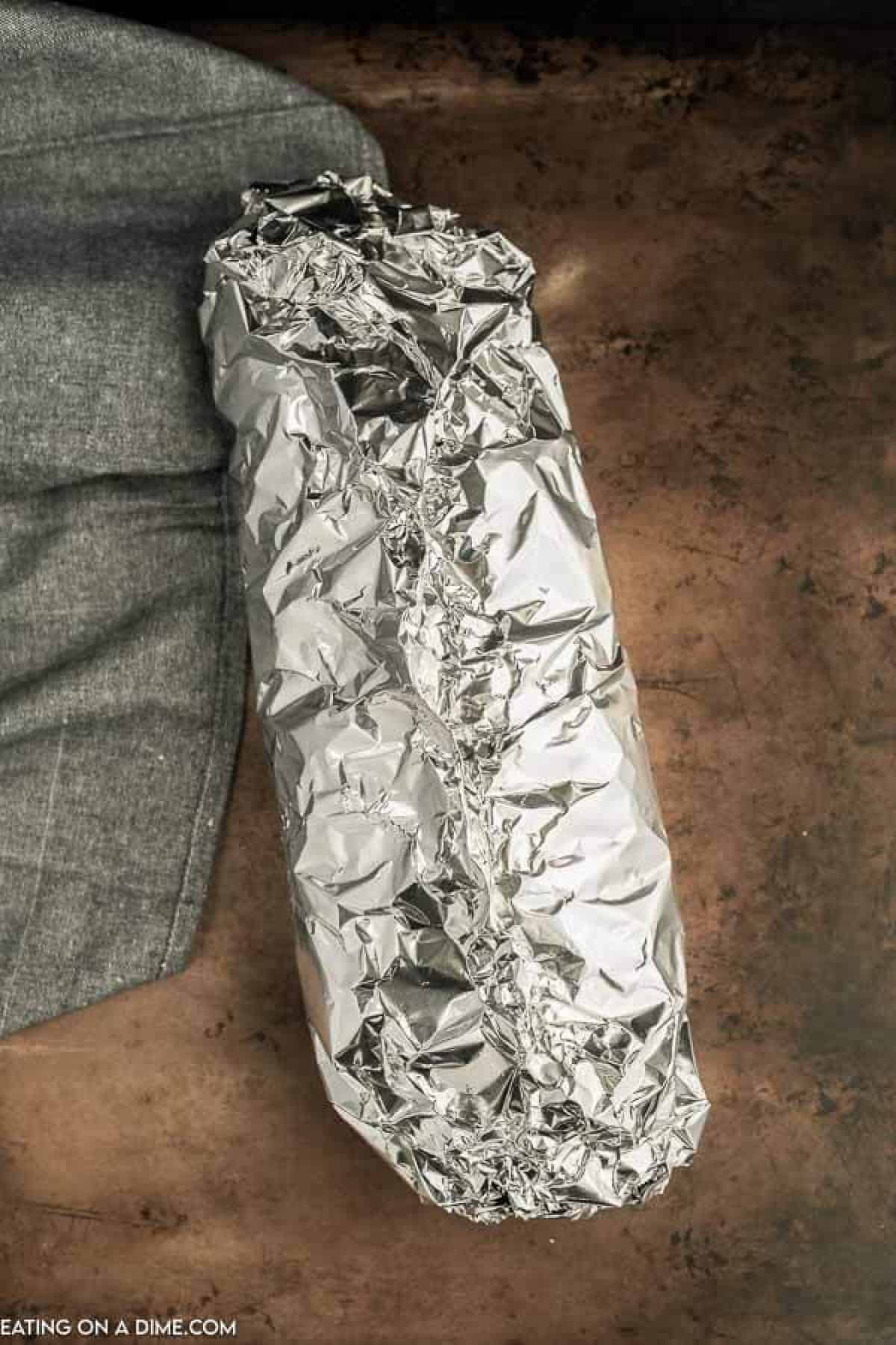 Bread wrapped in foil. 