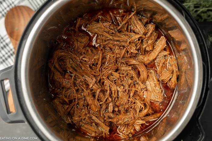 Close up image of BBQ Brisket in the Instant Pot. 