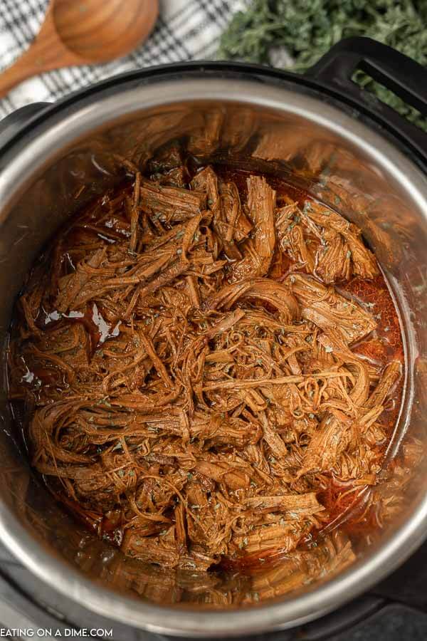 Close up image of BBQ Brisket in the Instant Pot. 