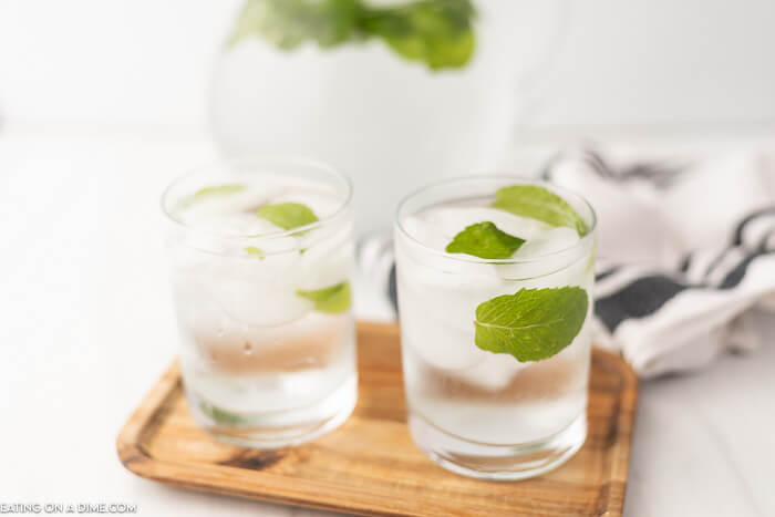 mint water in glasses. 