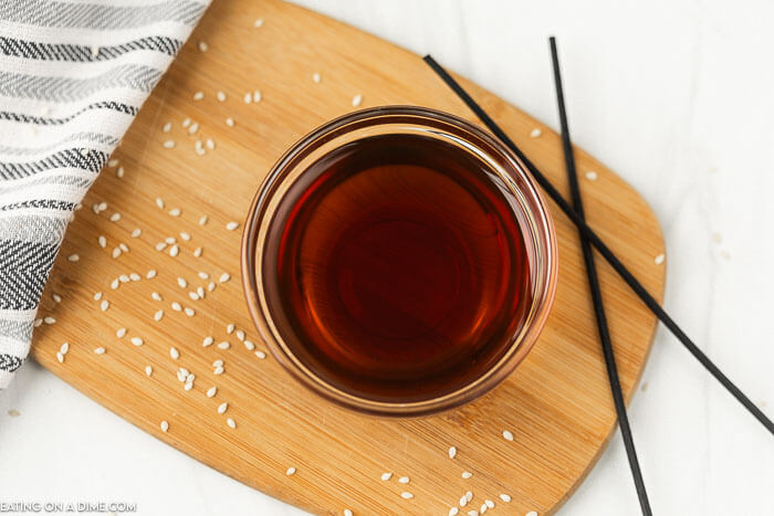 A close up image of sesame oil in a bowl