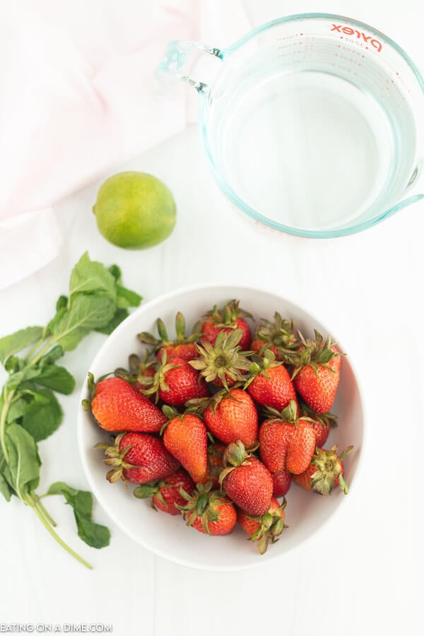 Ingredients for strawberry water. 