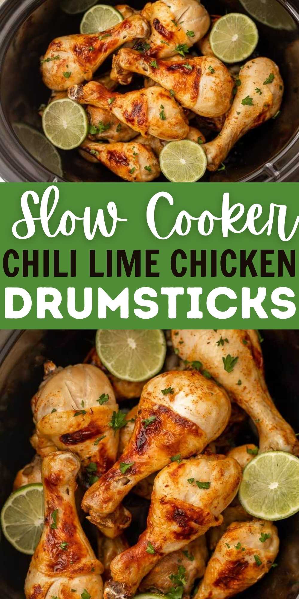 With just a few ingredients, you can make Crock Pot Chili Lime Chicken Drumsticks Recipe. The chili and lime combine for an incredible meal. This Slow Cooker Cilantro Lime Drumsticks are easy to make and packed with tons of flavor too. #eatingonadime #crockpotrecipes #slowcookerrecipes #chickenrecipes #drumstickrecipes 