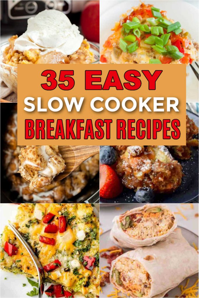 Let the slow cooker do all the work when you try the Best Crockpot Breakfast Recipes. 35 delicious and easy breakfast crock pot recipes you will love. These breakfast ideas are all easy to make in a crock pot.  #eatingonadime #crockpotrecipes #breakfastrecipes #slowcookerrecipes 
